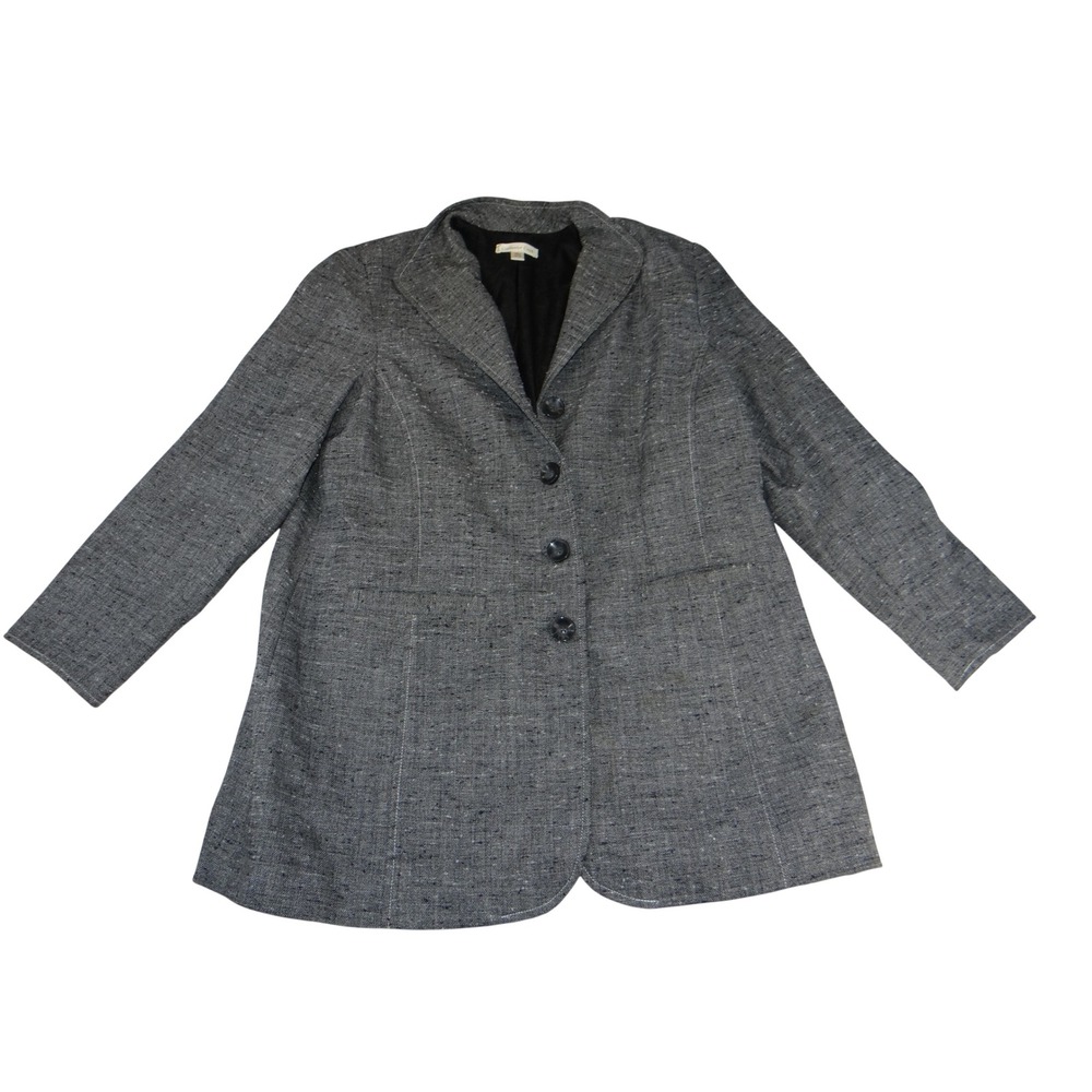 Coldwater Creek Mens Gray Herringbone Blazer Jacket Paisley Lining W18 4465